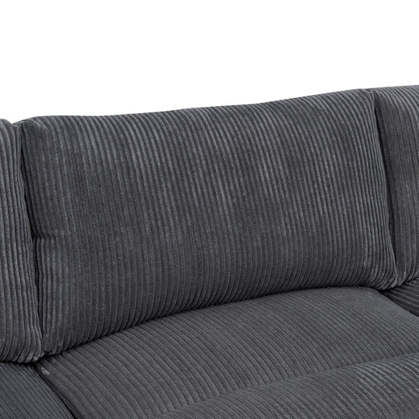 English Elm Large Corduroy Modular Sectional Sofa with Two Ottomans for Family Room Comfort Dark Gray B2748S00040