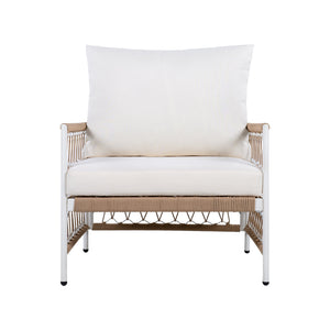 English Elm Christopher Knight Home® - [Set Of 2] Bohemian Outdoor Lounge Chairs - Handwoven Rope, Waterproof Cushions, And Steel Frame N767P306732B