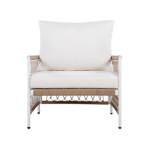 English Elm 3-piece Outdoor Bohemian Rope Lounge Set with Tempered Glass Table for Patio N767P306731B_N767P306732B