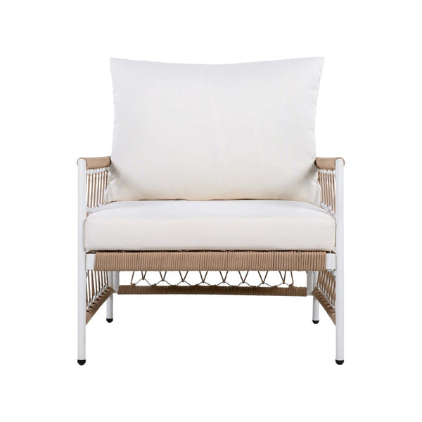 English Elm 3-piece Outdoor Bohemian Rope Lounge Set with Tempered Glass Table for Patio N767P306731B_N767P306732B