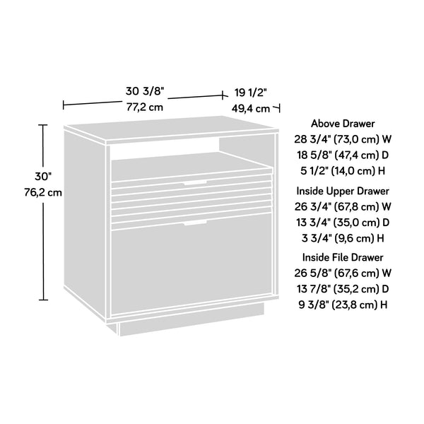 English Elm Lateral File - Stylish Medium Grey Lateral File With Faux Marble Accent For Home Office Organization B356P354473