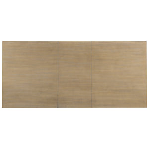 English Elm TOPMAX Solid Wood Extendable Dining Table Set for 6 with 18" Leaf, Trestle Legs, Cushioned Bench & Chairs Natural SP000089AAA