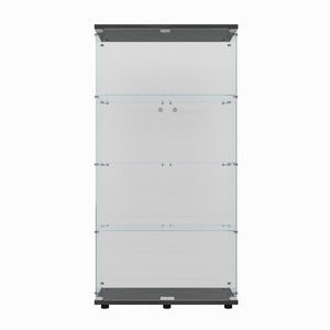 English Elm Tempered Glass Display Cabinet With Multi-Color Led Lights, Lockable Storage, & Adjustable Feet W3155S00001-GIGA