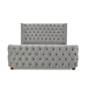 English Elm Jennifer Taylor Home - Brooklyn Elegant Opal Grey Velvet Tufted Bed Set With Wingback Design For Luxurious Bedroom Style B2719P238194