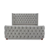 English Elm Brooklyn Queen Tufted Panel Bed Headboard and Footboard Set, Opal Grey Velvet