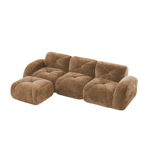 English Elm L-shaped Velvet Cloud Sectional Sofa Modular Tufted Design with Ottoman for Living Room W714S01598