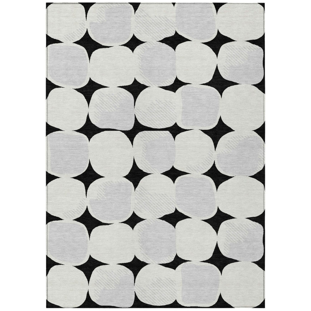 HomeRoots 9' Abstract Washable Area Rug in Black, Gray & Ivory - Durable, Stylish, Easy-Care for Indoors & Outdoors 9' X 12' 591001