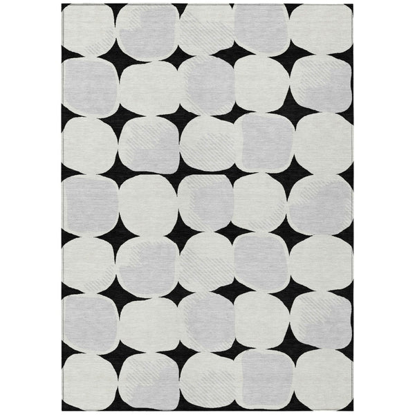 HomeRoots 9' Abstract Washable Area Rug in Black, Gray & Ivory - Durable, Stylish, Easy-Care for Indoors & Outdoors 9' X 12' 591001