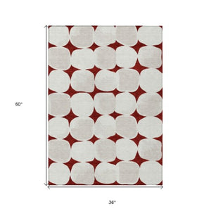 Homeroots 3' Beige And Brown Abstract Washable Area Rug - Stylish Indoor Outdoor Decor For All Spaces 3' X 5' Polyester 591003