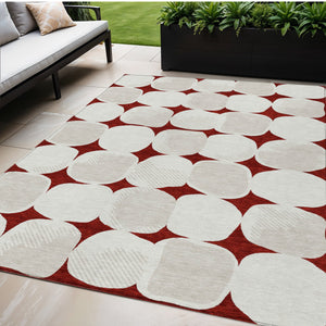 Homeroots 3' Beige And Brown Abstract Washable Area Rug - Stylish Indoor Outdoor Decor For All Spaces 5' X 8' Polyester 591004
