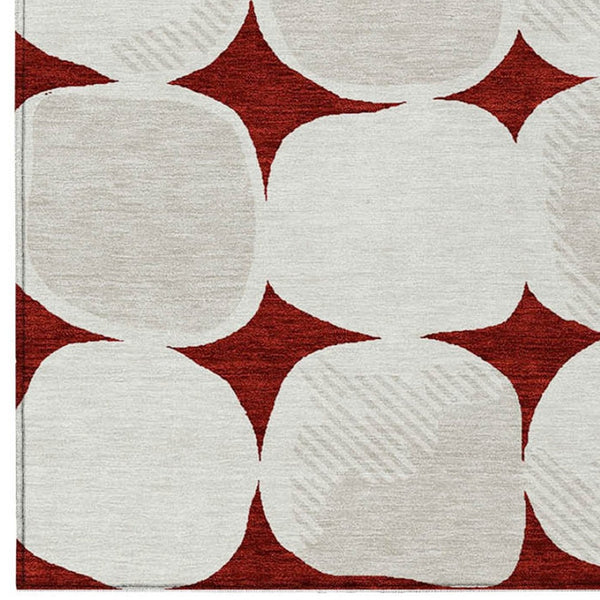 Homeroots 3' Beige And Brown Abstract Washable Area Rug - Stylish Indoor Outdoor Decor For All Spaces 5' X 8' Polyester 591004