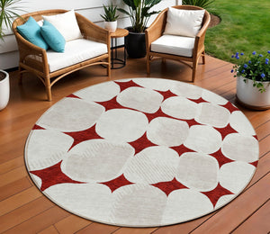 Homeroots 3' Beige And Brown Abstract Washable Area Rug - Stylish Indoor Outdoor Decor For All Spaces 8' Round Polyester 591005