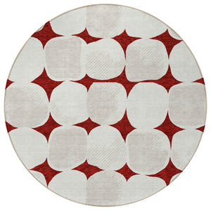 Homeroots 3' Beige And Brown Abstract Washable Area Rug - Stylish Indoor Outdoor Decor For All Spaces 8' Round Polyester 591005