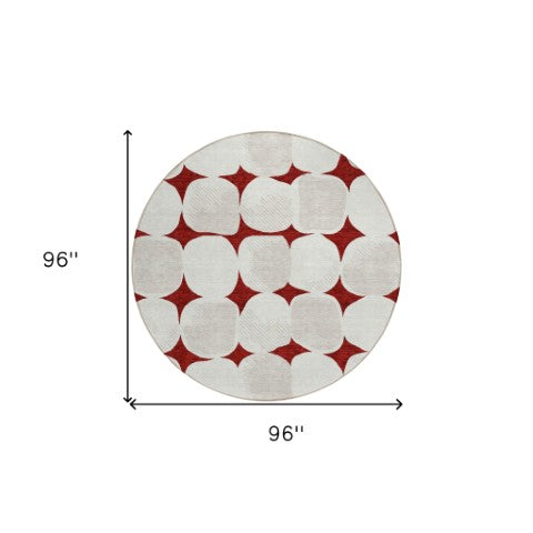 Homeroots 3' Beige And Brown Abstract Washable Area Rug - Stylish Indoor Outdoor Decor For All Spaces 8' Round Polyester 591005