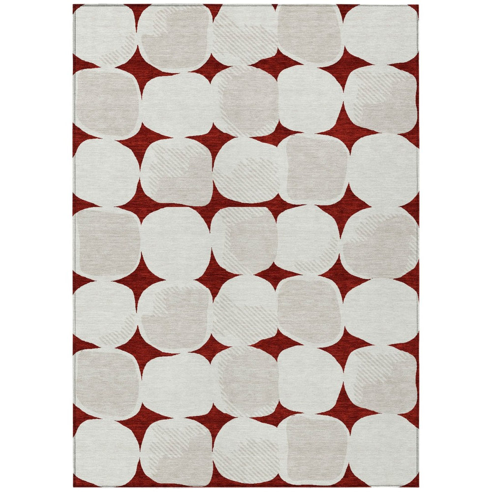 HomeRoots 5' Stylish Burgundy, Beige, and Ivory Abstract Area Rug – Durable, Washable for Indoor & Outdoor Use 8' X 10' 591006