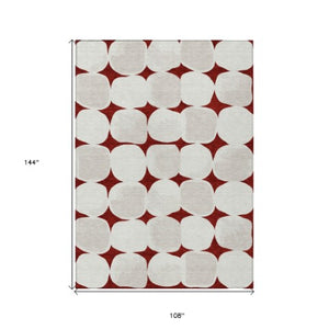 Homeroots 3' Beige And Brown Abstract Washable Area Rug - Stylish Indoor Outdoor Decor For All Spaces 9' X 12' Polyester 591007