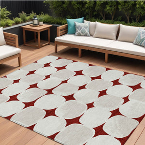 Homeroots 3' Beige And Brown Abstract Washable Area Rug - Stylish Indoor Outdoor Decor For All Spaces 9' X 12' Polyester 591007