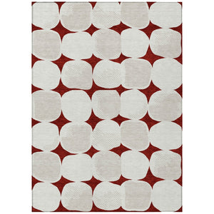 HomeRoots 9' Washable Area Rug in Burgundy, Beige & Ivory - Stylish Abstract Design for Indoor & Outdoor Spaces 9' X 12' 591007