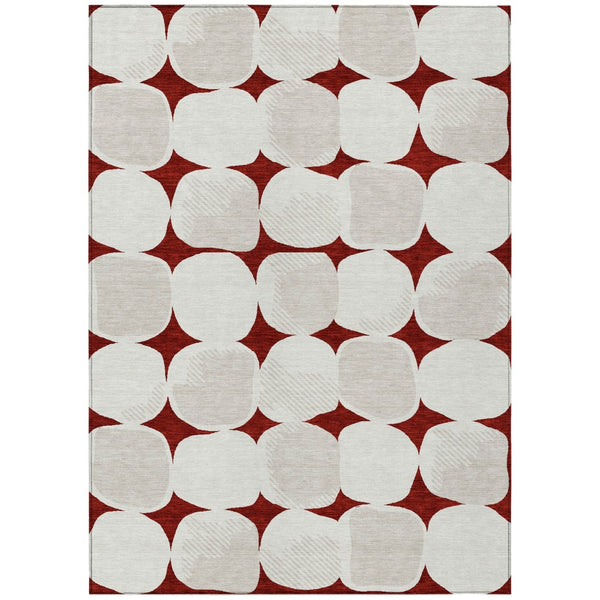 HomeRoots 9' Washable Area Rug in Burgundy, Beige & Ivory - Stylish Abstract Design for Indoor & Outdoor Spaces 9' X 12' 591007