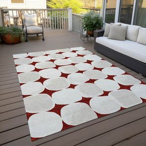 Homeroots 3' Beige And Brown Abstract Washable Area Rug - Stylish Indoor Outdoor Decor For All Spaces 10' X 14' Polyester 591008