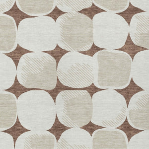 Homeroots 3' Beige And Brown Abstract Washable Area Rug - Stylish Indoor Outdoor Decor For All Spaces 3' X 5' Polyester 591009