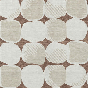 Homeroots 3' Beige And Brown Abstract Washable Area Rug - Stylish Indoor Outdoor Decor For All Spaces 5' X 8' Polyester 591010
