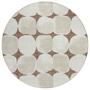 HomeRoots 5' Contemporary Abstract Area Rug - Durable, Washable, Indoor-Outdoor Versatility for Any Space 8' Round 591011
