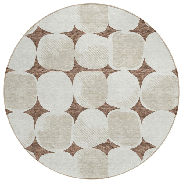 HomeRoots 5' Contemporary Abstract Area Rug - Durable, Washable, Indoor-Outdoor Versatility for Any Space 8' Round 591011