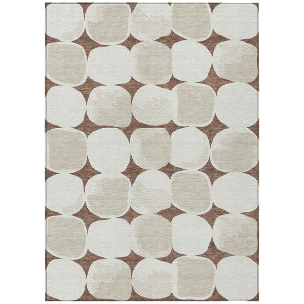 HomeRoots 9' Abstract Washable Indoor Outdoor Area Rug in Brown Beige Ivory - Durable, Stylish, Easy Care 9' X 12' 591013