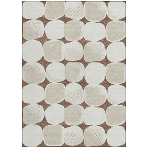 Homeroots 3' Beige And Brown Abstract Washable Area Rug - Stylish Indoor Outdoor Decor For All Spaces 9' X 12' Polyester 591013