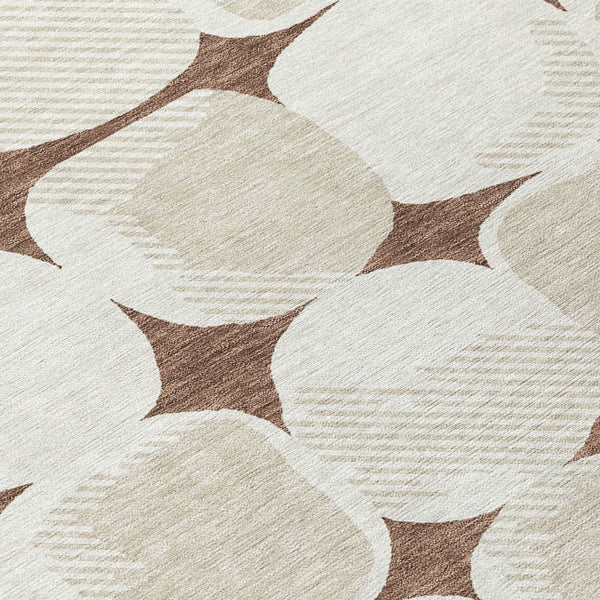Homeroots 3' Beige And Brown Abstract Washable Area Rug - Stylish Indoor Outdoor Decor For All Spaces 10' X 14' Polyester 591014