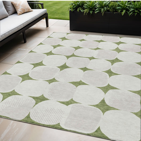 Homeroots 3' Beige And Brown Abstract Washable Area Rug - Stylish Indoor Outdoor Decor For All Spaces 5' X 8' Polyester 591016
