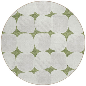 Homeroots 3' Beige And Brown Abstract Washable Area Rug - Stylish Indoor Outdoor Decor For All Spaces 8' Round Polyester 591017