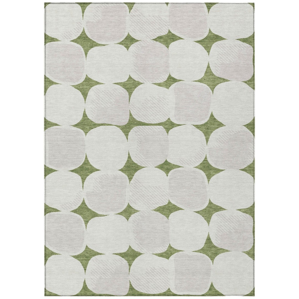 HomeRoots 5' Stylish Green and Beige Abstract Indoor Outdoor Area Rug – Durable, Washable & Versatile Design 10' X 14' 591020