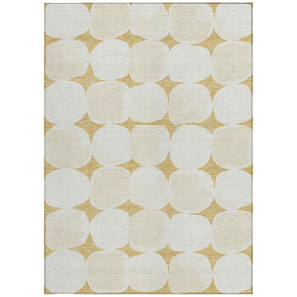Homeroots 3' Beige And Brown Abstract Washable Area Rug - Stylish Indoor Outdoor Decor For All Spaces 3' X 5' Polyester 591021