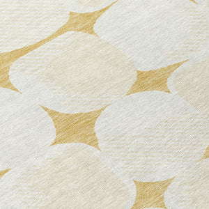 Homeroots 3' Beige And Brown Abstract Washable Area Rug - Stylish Indoor Outdoor Decor For All Spaces 8' Round Polyester 591023