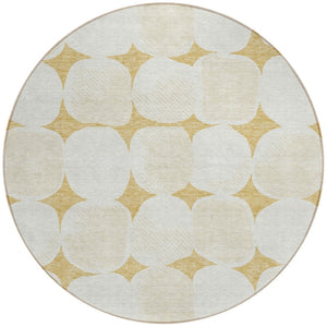 Homeroots 3' Beige And Brown Abstract Washable Area Rug - Stylish Indoor Outdoor Decor For All Spaces 8' Round Polyester 591023