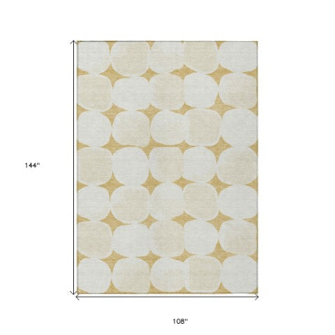 Homeroots 3' Beige And Brown Abstract Washable Area Rug - Stylish Indoor Outdoor Decor For All Spaces 9' X 12' Polyester 591025