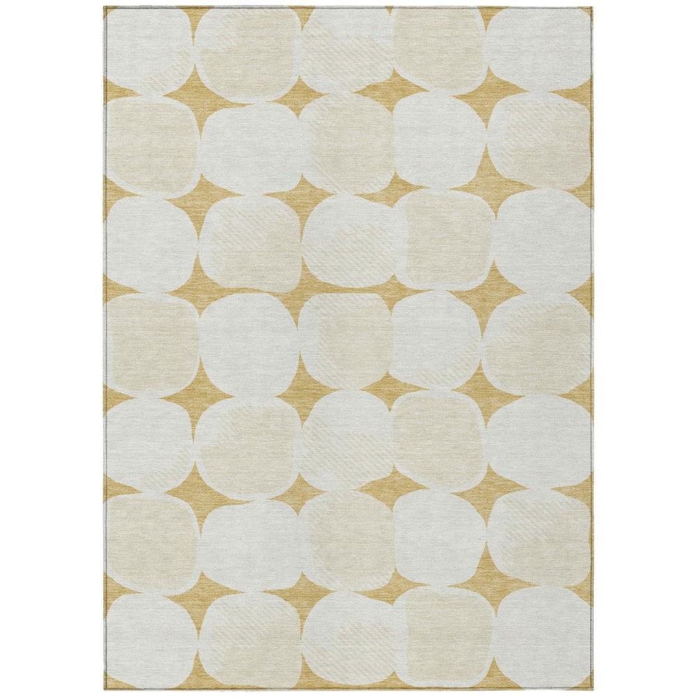 HomeRoots 9' Gold and Beige Abstract Area Rug – Durable, Washable Design for Indoor and Outdoor Spaces 9' X 12' 591025