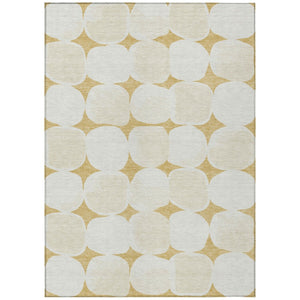 HomeRoots 9' Gold and Beige Abstract Area Rug – Durable, Washable Design for Indoor and Outdoor Spaces 9' X 12' 591025