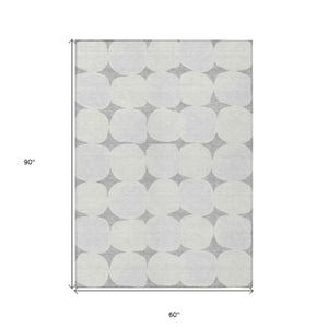 Homeroots 3' Beige And Brown Abstract Washable Area Rug - Stylish Indoor Outdoor Decor For All Spaces 5' X 8' Polyester 591028