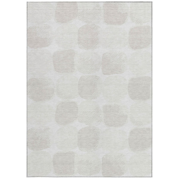 Homeroots 3' Beige And Brown Abstract Washable Area Rug - Stylish Indoor Outdoor Decor For All Spaces 3' X 5' Polyester 591033