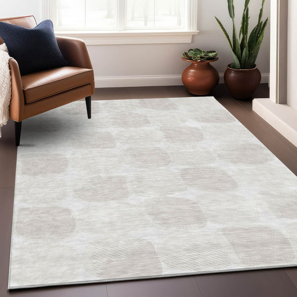 Homeroots 3' Beige And Brown Abstract Washable Area Rug - Stylish Indoor Outdoor Decor For All Spaces 3' X 5' Polyester 591033