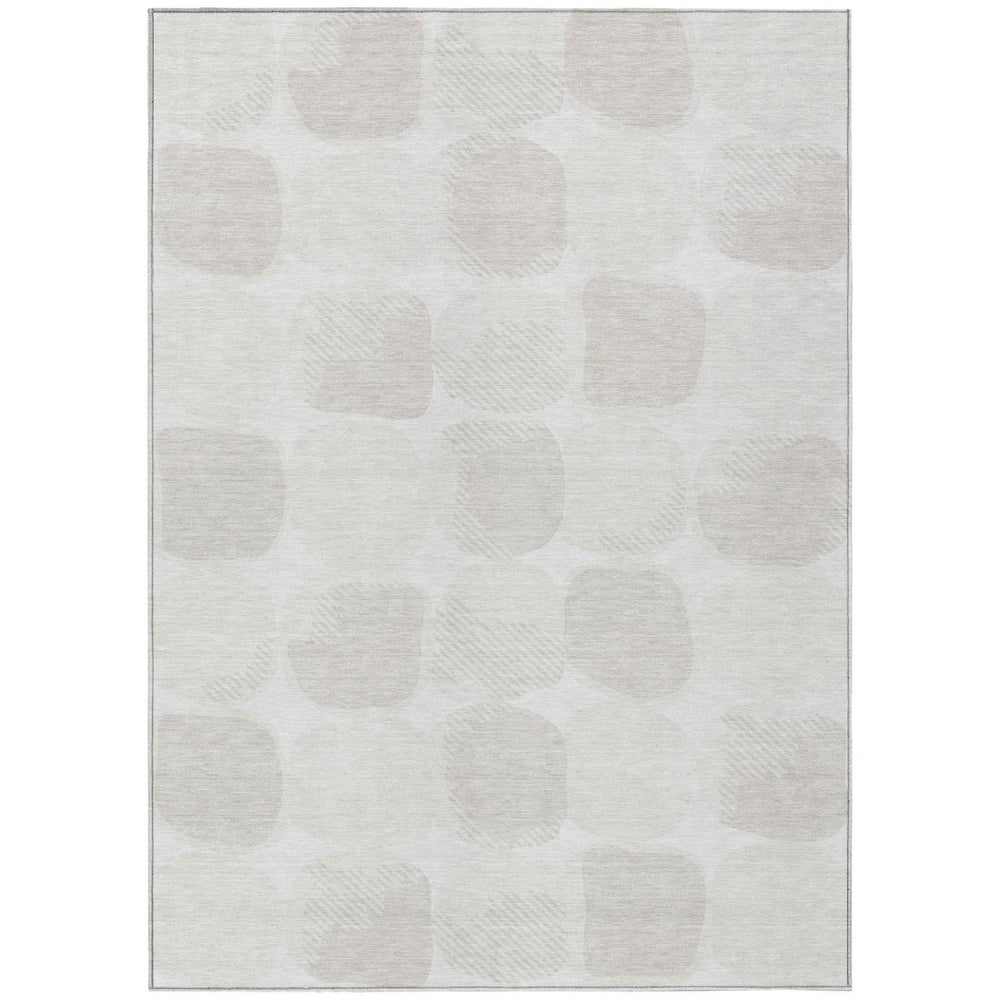 HomeRoots 5' Abstract Ivory and Beige Washable Area Rug – Stylish, Durable Design for Indoor and Outdoor Spaces 5' X 8' 591034