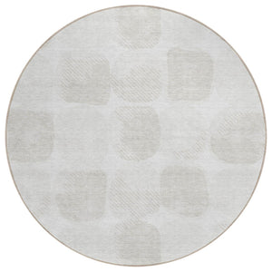 HomeRoots 5' Abstract Ivory and Beige Washable Area Rug – Stylish, Durable Design for Indoor and Outdoor Spaces 8' Round 591035