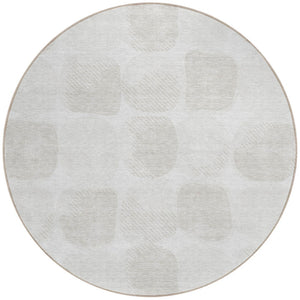 Homeroots 3' Beige And Brown Abstract Washable Area Rug - Stylish Indoor Outdoor Decor For All Spaces 8' Round Polyester 591035