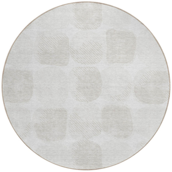Homeroots 3' Beige And Brown Abstract Washable Area Rug - Stylish Indoor Outdoor Decor For All Spaces 8' Round Polyester 591035