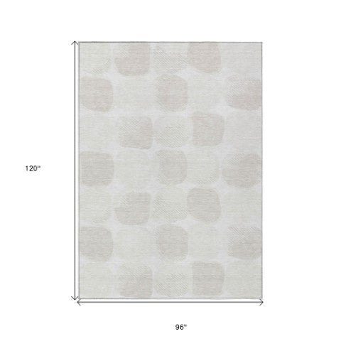 Homeroots 3' Beige And Brown Abstract Washable Area Rug - Stylish Indoor Outdoor Decor For All Spaces 8' X 10' Polyester 591036