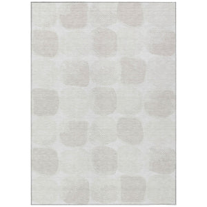 HomeRoots 5' Abstract Ivory and Beige Washable Area Rug – Stylish, Durable Design for Indoor and Outdoor Spaces 8' X 10' 591036
