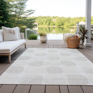 Homeroots 3' Beige And Brown Abstract Washable Area Rug - Stylish Indoor Outdoor Decor For All Spaces 10' X 14' Polyester 591038